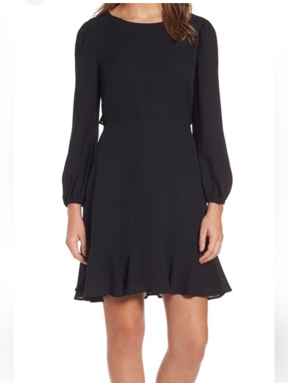 Chelsea28 Black Open-Back Ruffle Mini Dress - Picture 2 of 9
